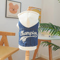 Pet Clothes Dog Cat Cat Out Handsome Cute Comfortable Champion Embroidered Blue Coat Hoodie