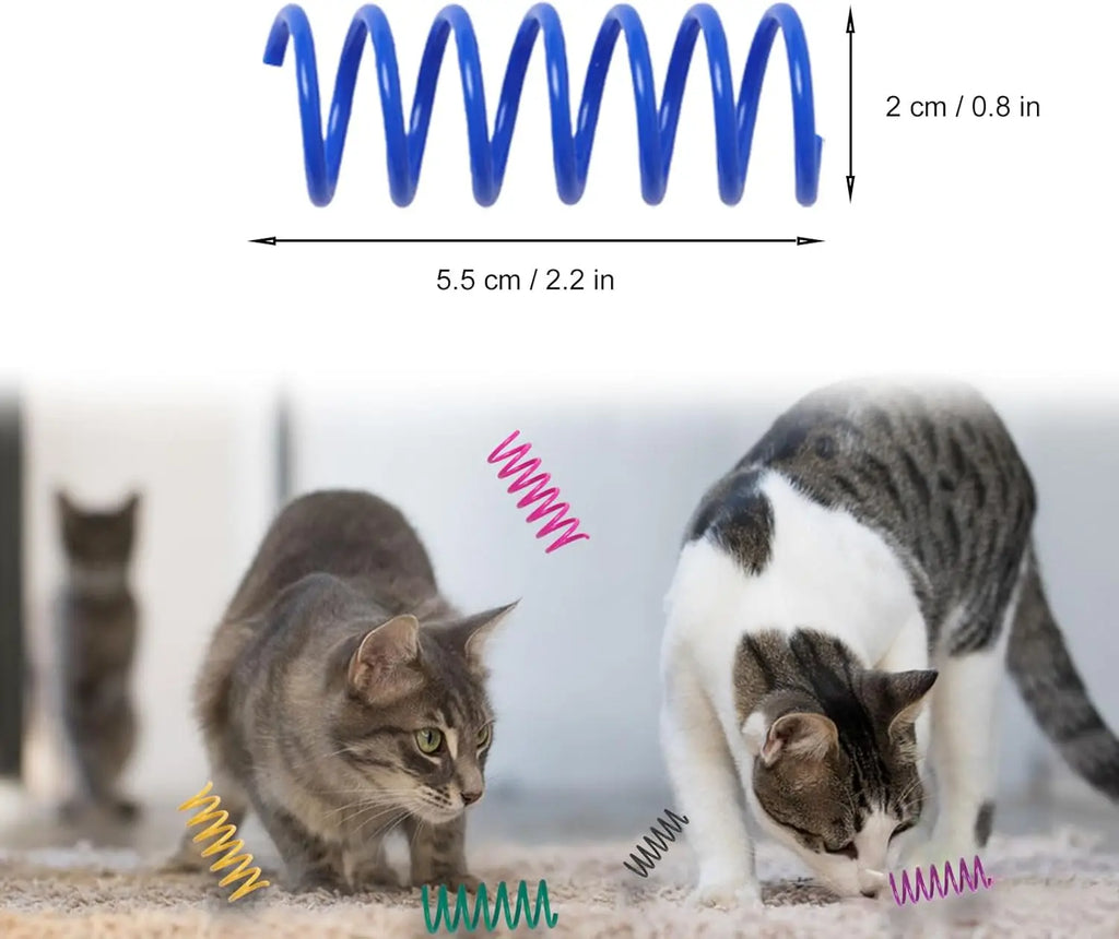 12PCS 12Colors Cat Spring Toys for Indoor Cats, Interactive Coil Springs for Self Play, Durable Heavy Plastic Cat Spiral Spring