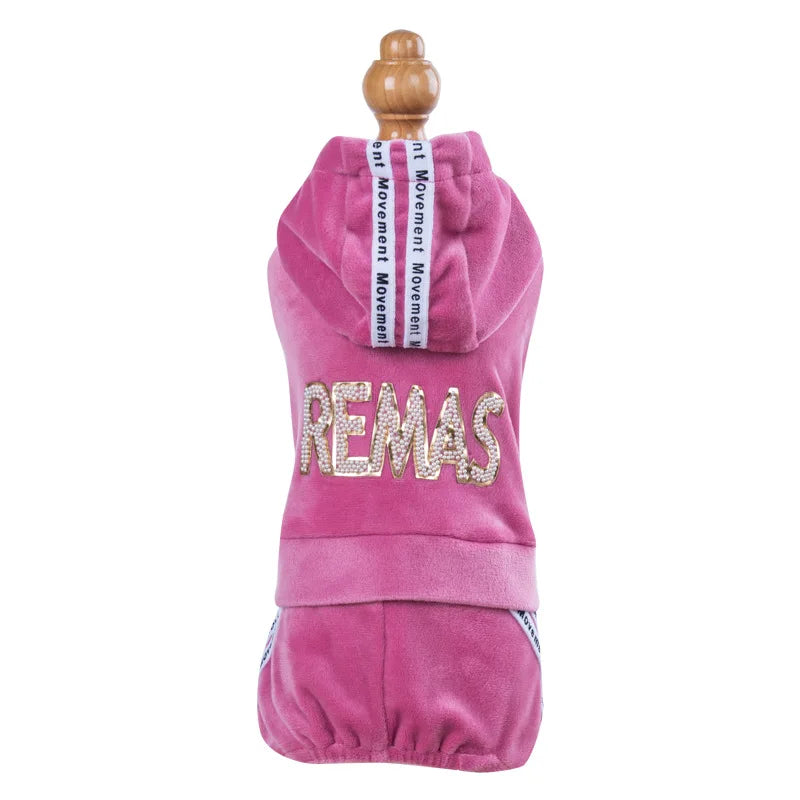 Girl Dog Clothes for Small Dogs Cute Outfits Soft Velvet Puppy Pajamas 4 Legged Jumpsuit Lightweight Pet Tracksuit Cat Apparel