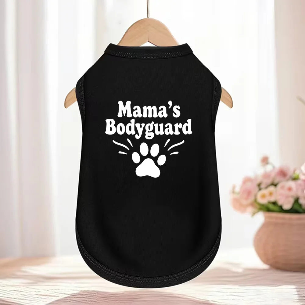 Pet Vest "Mama's Bodyguard" Themed Print,Thin Dog Vest for Small and Medium Dogs Cats Summer Pet Apparel in Multiple Colors
