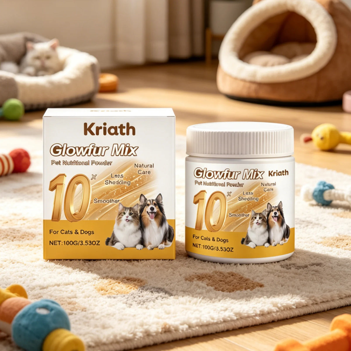 Kriath Pet Nutritional Powder Fur Smoothing Hair Loss Control Natural Skin Nourishment Supports Health Pet Hair Care Powder 100g