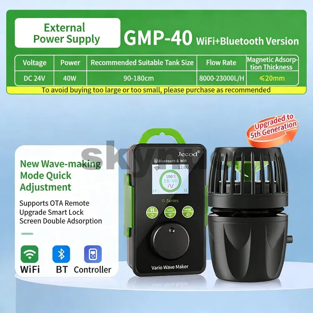Jebao GMP-10/30/40 Wavemaker Pump WiFi Bluetooth APP Control 8 Modes Quiet 110V Reef Aquarium Powerhead