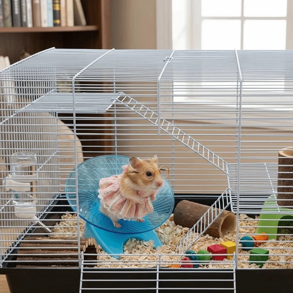 Pet Vest Adorable Hamster Princess Dress Lightweight Soft Pet Dress Eyeglasses Set Breathable Pet Puff Skirt Four Seasons
