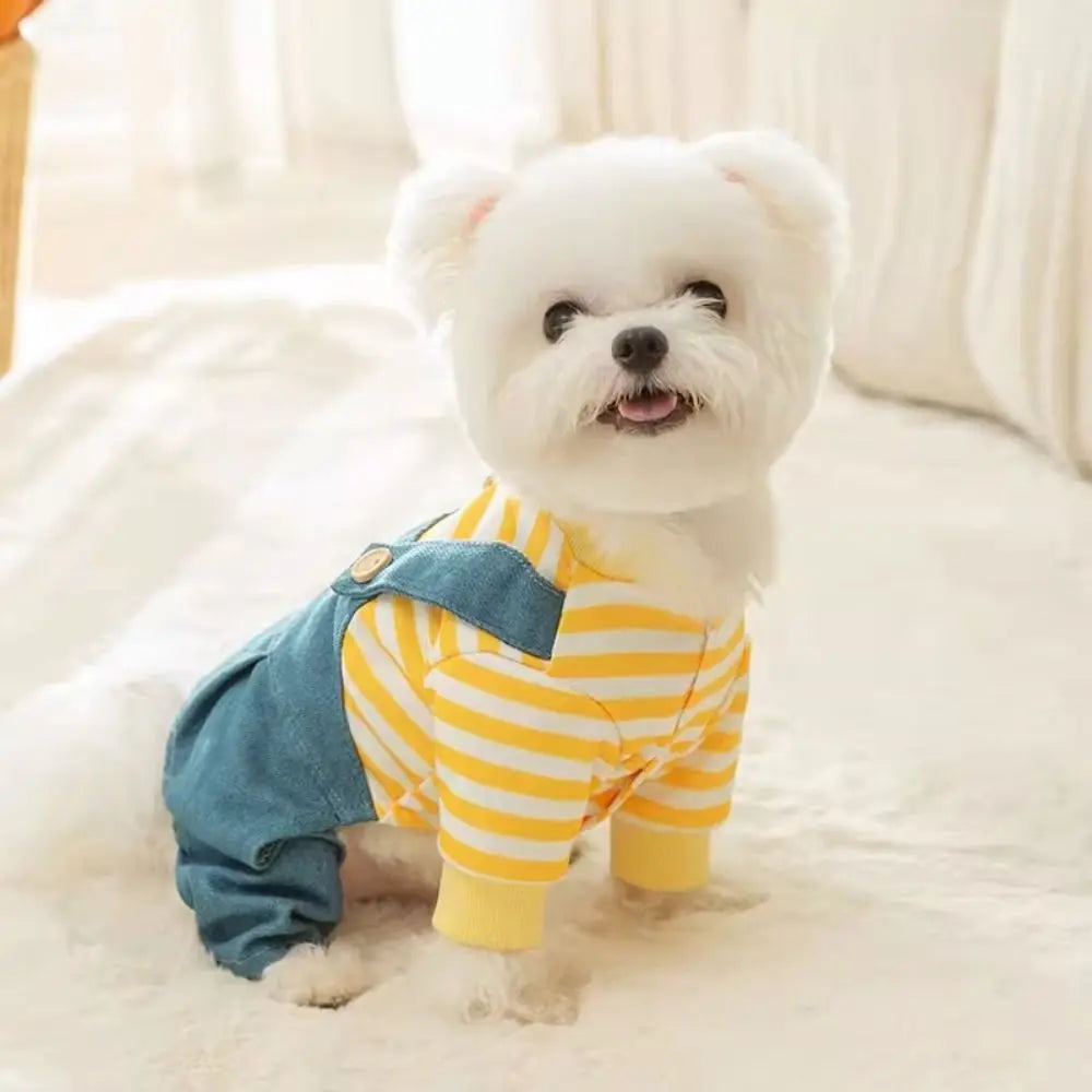Pet Apparel Cute Dog Jumpsuit Towable Cartoon Puppy Outfit Breathable Comfortable Pet Strap Pants Pet Supplies