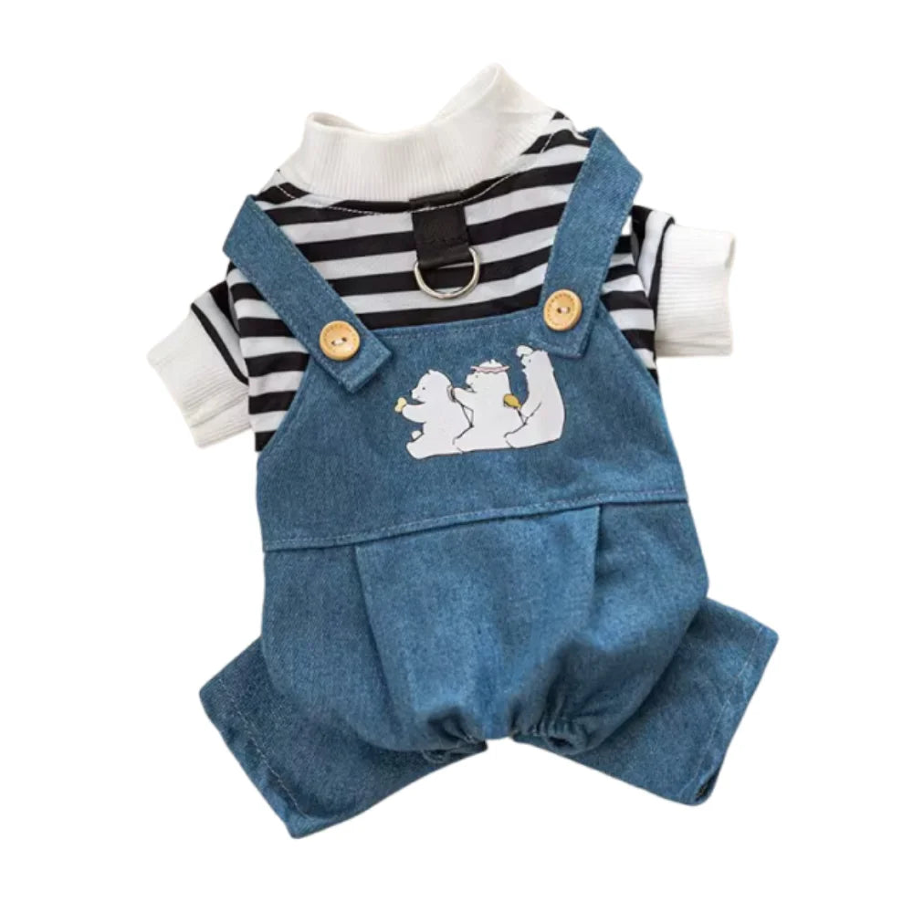 Pet Apparel Cute Dog Jumpsuit Towable Cartoon Puppy Outfit Breathable Comfortable Pet Strap Pants Pet Supplies