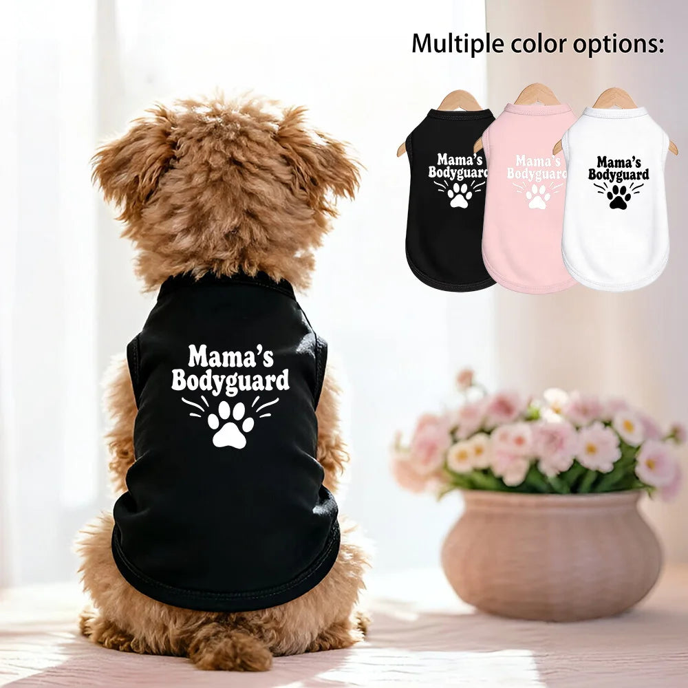 Pet Vest "Mama's Bodyguard" Themed Print,Thin Dog Vest for Small and Medium Dogs Cats Summer Pet Apparel in Multiple Colors