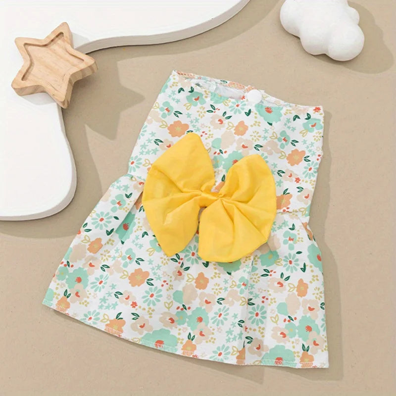 Pet Dress,Soft & Sleeveless Floral Outfit for Cats and Dogs, Perfect for Daily Wear & Special Occasions,Dog skirts