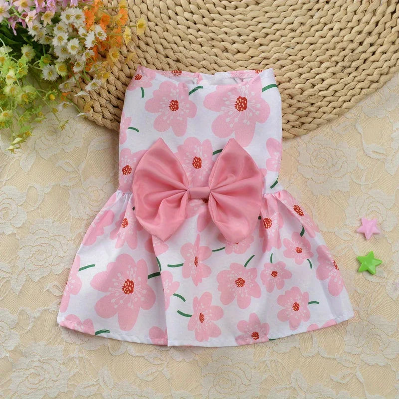 Pet Dress,Soft & Sleeveless Floral Outfit for Cats and Dogs, Perfect for Daily Wear & Special Occasions,Dog skirts