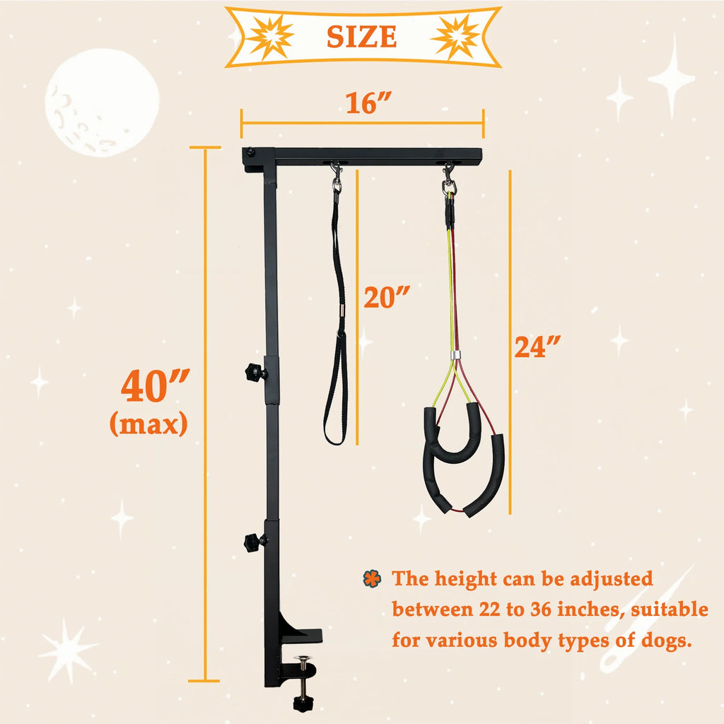 Dog Grooming Table Arm Height Adjustable Two No Sit Haunch Holder Three Section Design Suitable for Medium, Small Dogs, and Cats