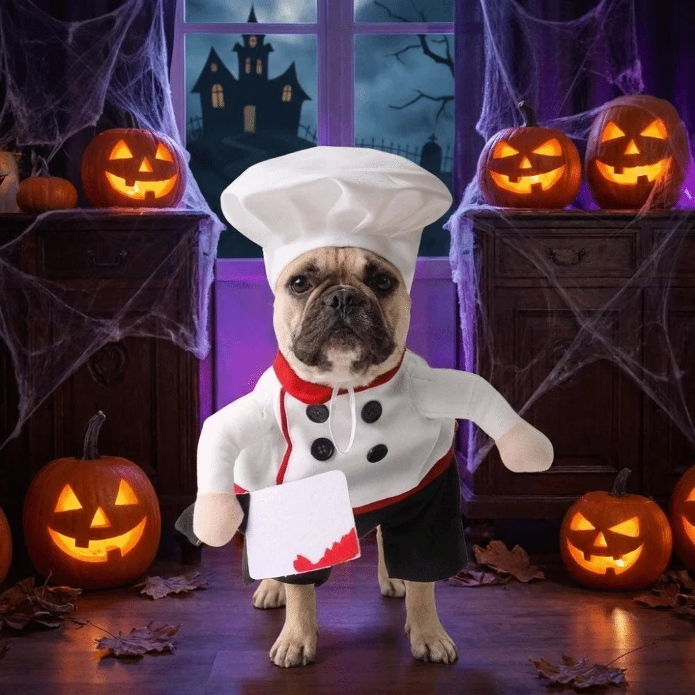 Dressing-Up Set Adjustable Pet Funny Chef Costume Breathable Polyester Pet Cook Outfit Comfortable Cat Party Dressed Up Festival