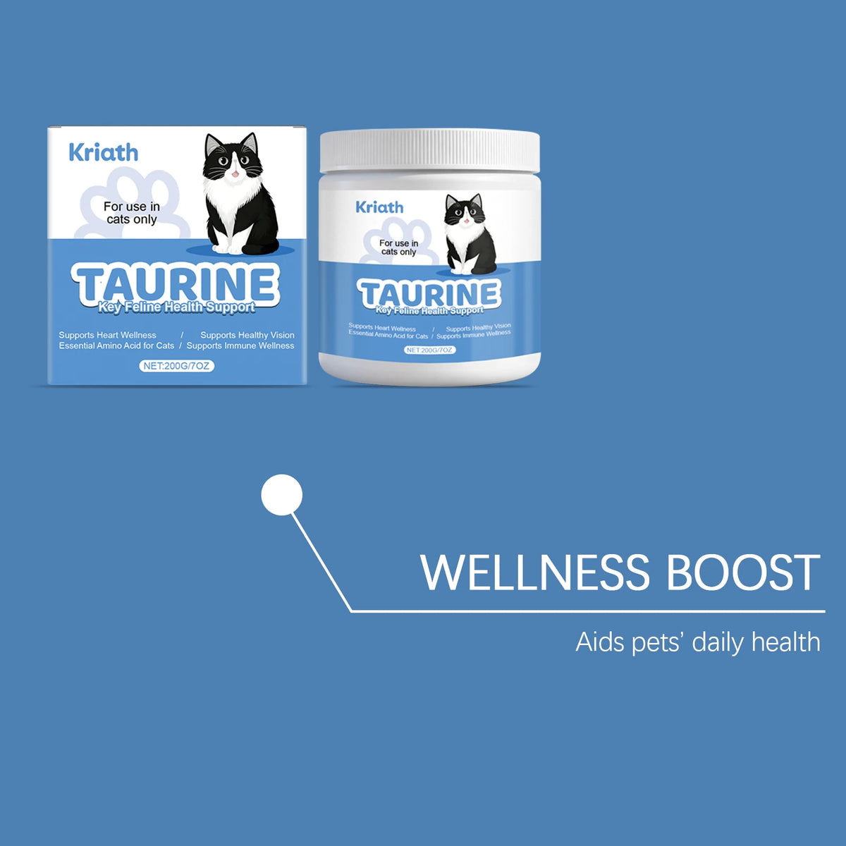 200G Cat Taurine Powder Gentle Formula Daily Nutritional Supplement Nourishing Cat Care Taurine Powder for Cat 's Body Health