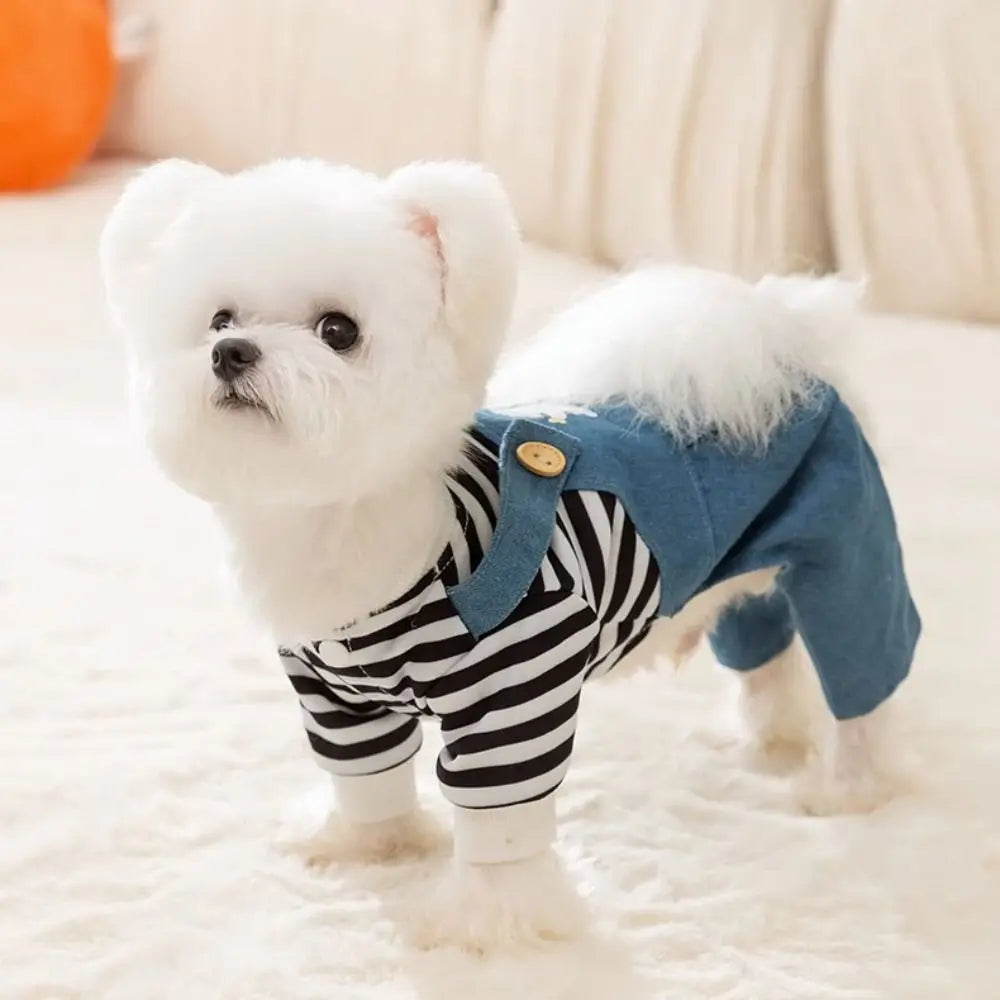 Pet Apparel Cute Dog Jumpsuit Towable Cartoon Puppy Outfit Breathable Comfortable Pet Strap Pants Pet Supplies