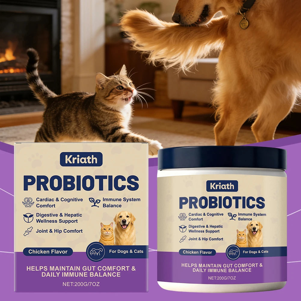 200g Probiotics Powder For Dogs Cats Digestive Supplement For Gut Health Chicken Flavour For Daily Well-Ness Routine