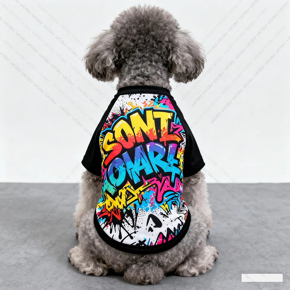 Pet Autumn Clothing Dog T-Shirts Vest Fashion Trend Design Fresh And Cute Exclusive For Cute Pets  Quick Drying And Breathable