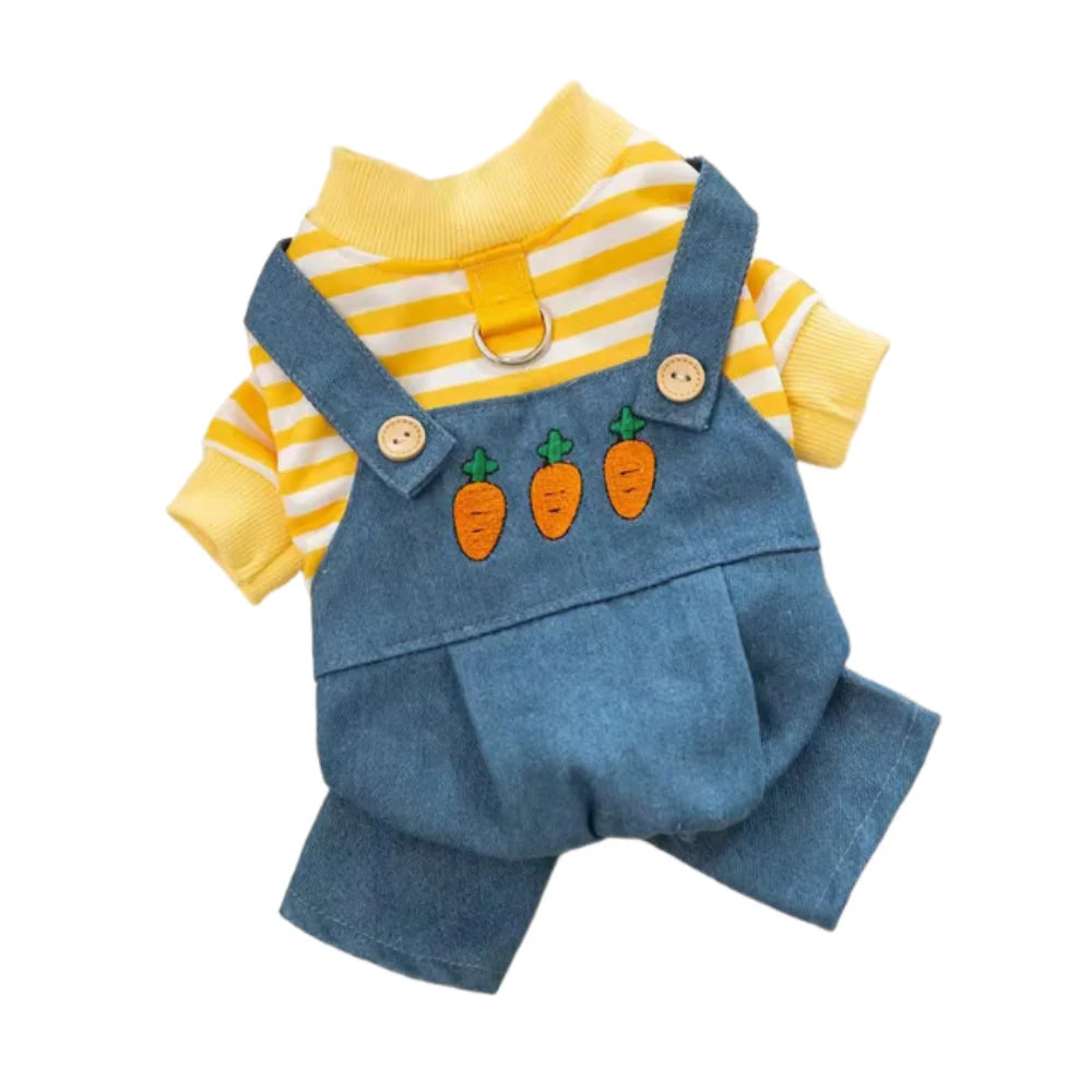 Pet Apparel Cute Dog Jumpsuit Towable Cartoon Puppy Outfit Breathable Comfortable Pet Strap Pants Pet Supplies