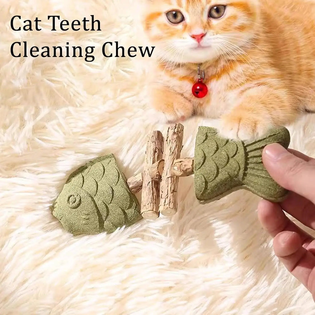 Dental Health Chew Toy for Cats - Bite-Resistant Fishbone Toy
