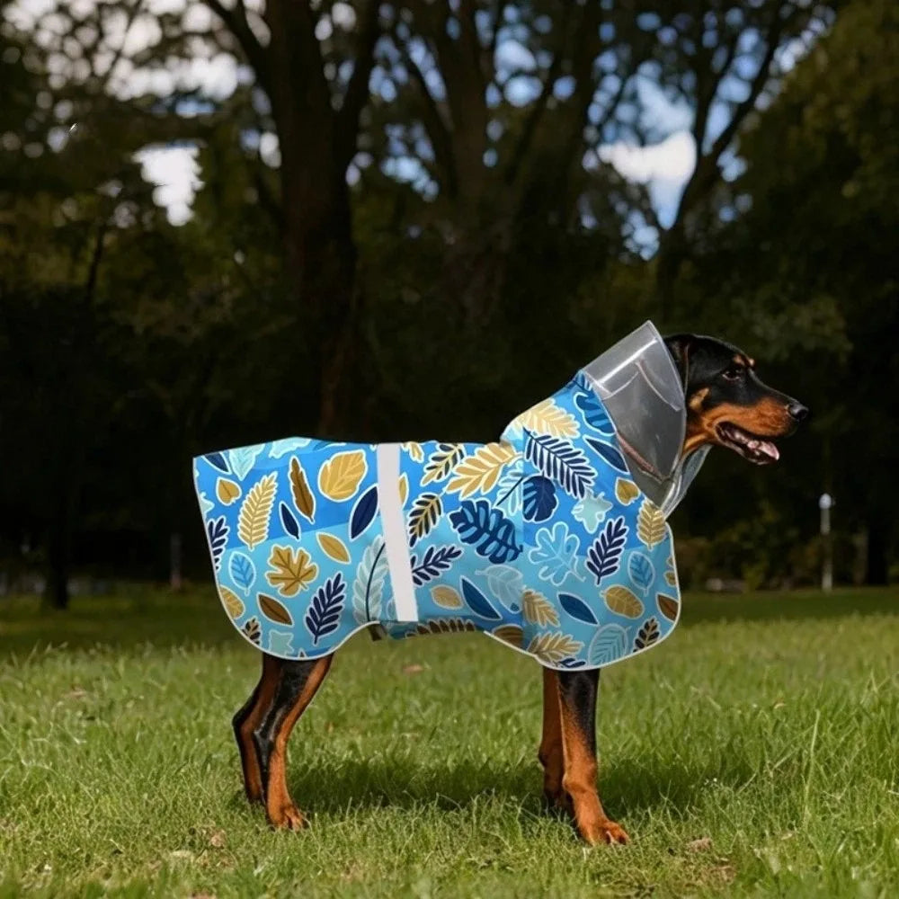Pet Apparel Adjustable Dog Reflective Raincoat Windproof Waterproof Dog Rain Cloak Fruit Print Dog Hooded Raincoat Adventure