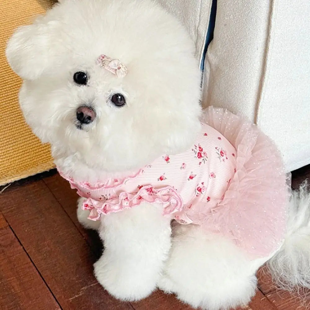 Pet Costumes Summer Thin Pet Floral Dress Comfortable Breathable Dog Skirt Sleeveless Dog Pullover For Small Dog Cat