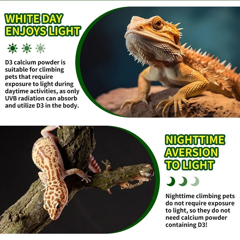 Crawling Pet Vitamin D3 Calcium Powder For Amphibian Reptiles Turtle Pet Frog Chameleon Promoting Calcium Absorbing & Supplement