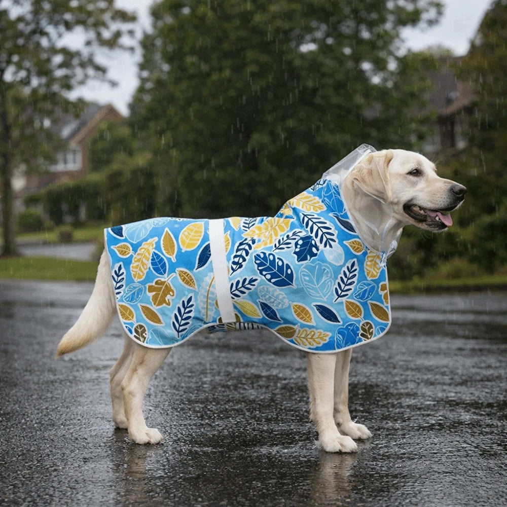 Pet Apparel Adjustable Dog Reflective Raincoat Windproof Waterproof Dog Rain Cloak Fruit Print Dog Hooded Raincoat Adventure