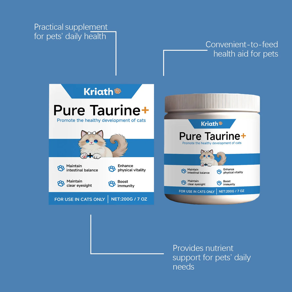 200g Cat Taurine Powder Mild Gentle Formula Pet Nutritional Supplement Daily Pet Body Health Support Care Powder for Cats & Dogs