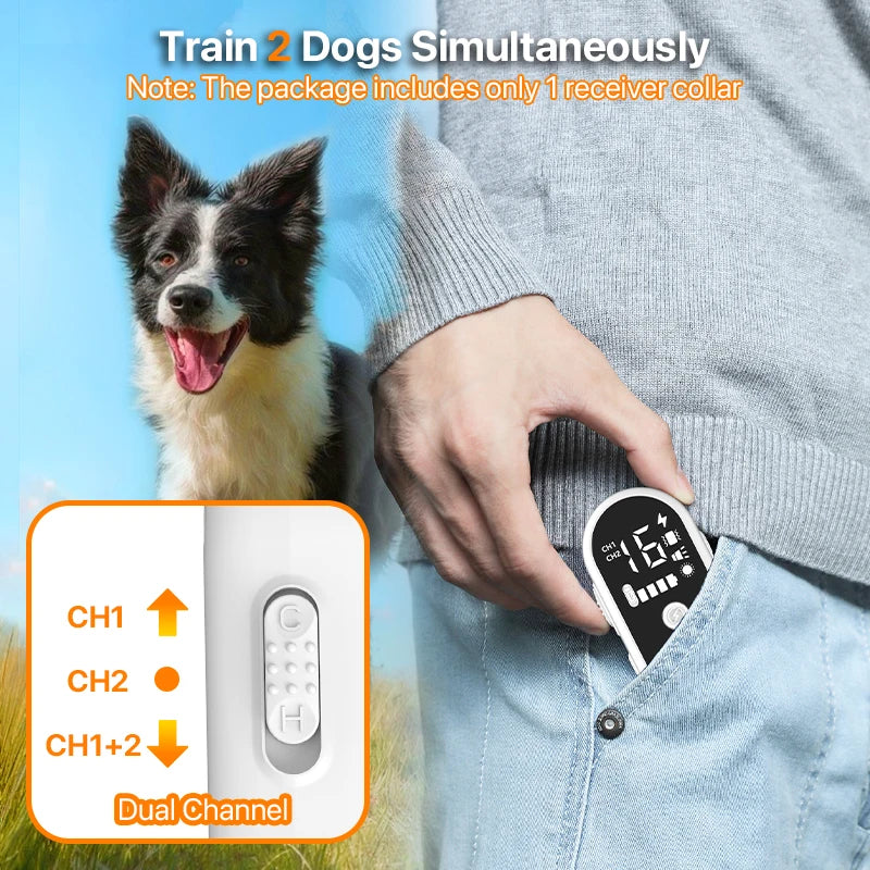 3300Ft Electric Dog Training Collar Remote Control Waterproof Pet BehaviorFor 5-120lbs Puppy With Shock Vibration