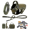 Military Large Dog Harness Collar Leash Bags Patches Set Pet Malinois Training Vests Tactical Dogs Harnesses Accessories