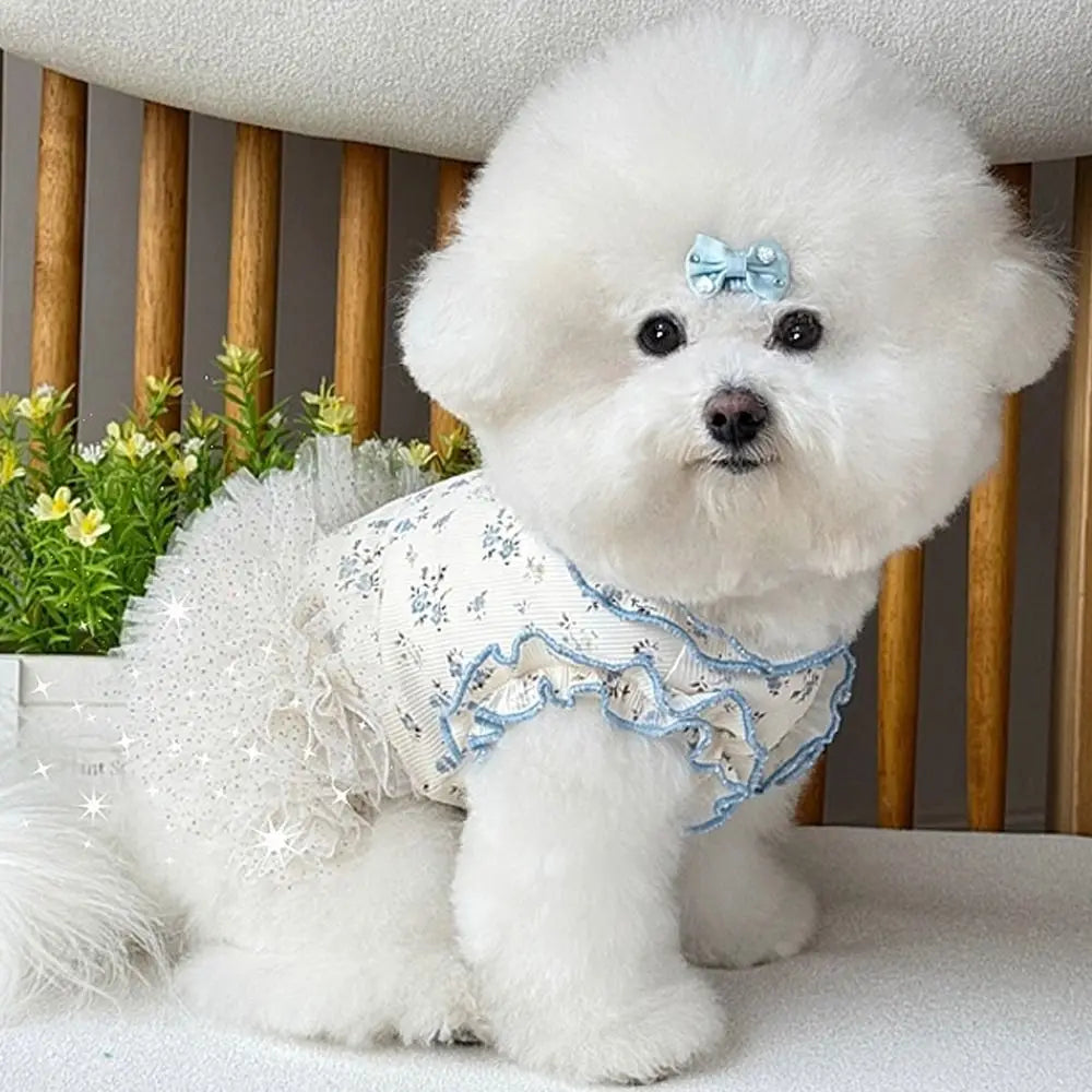 Pet Costumes Summer Thin Pet Floral Dress Comfortable Breathable Dog Skirt Sleeveless Dog Pullover For Small Dog Cat