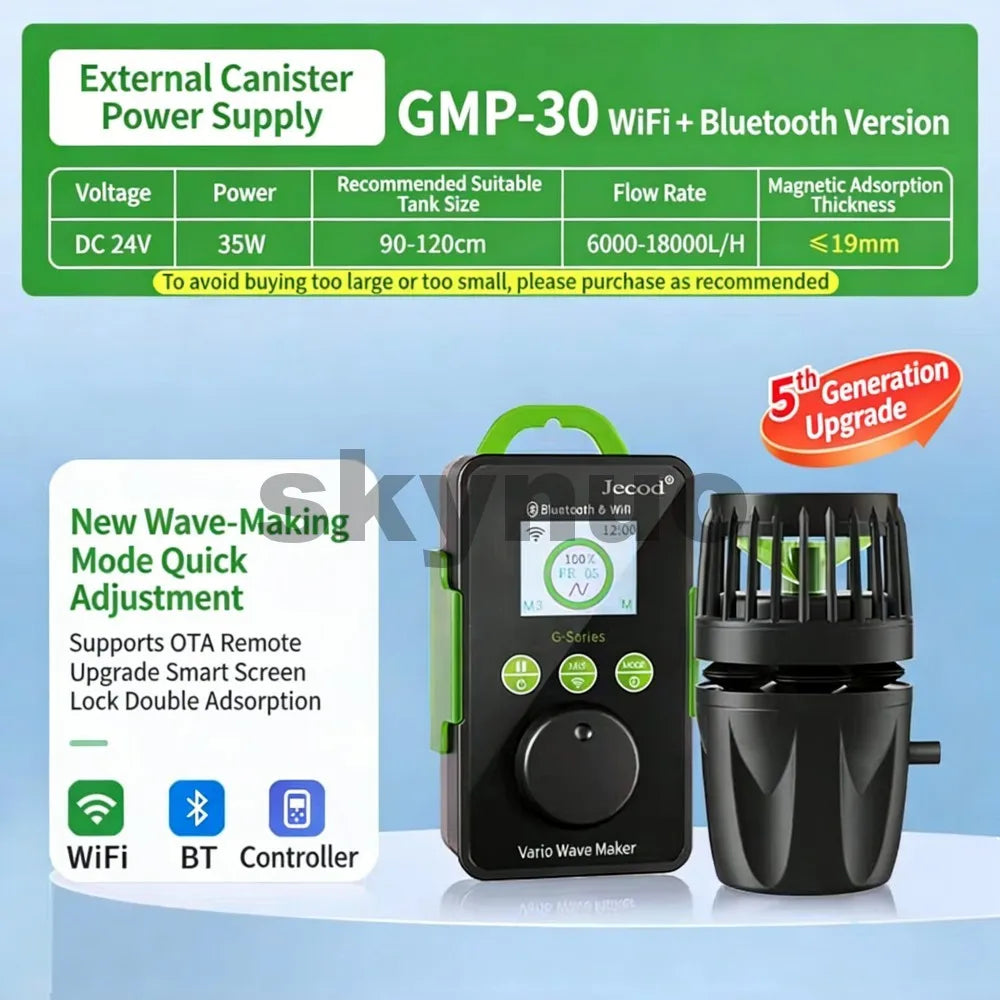 Jebao GMP-10/30/40 Wavemaker Pump WiFi Bluetooth APP Control 8 Modes Quiet 110V Reef Aquarium Powerhead