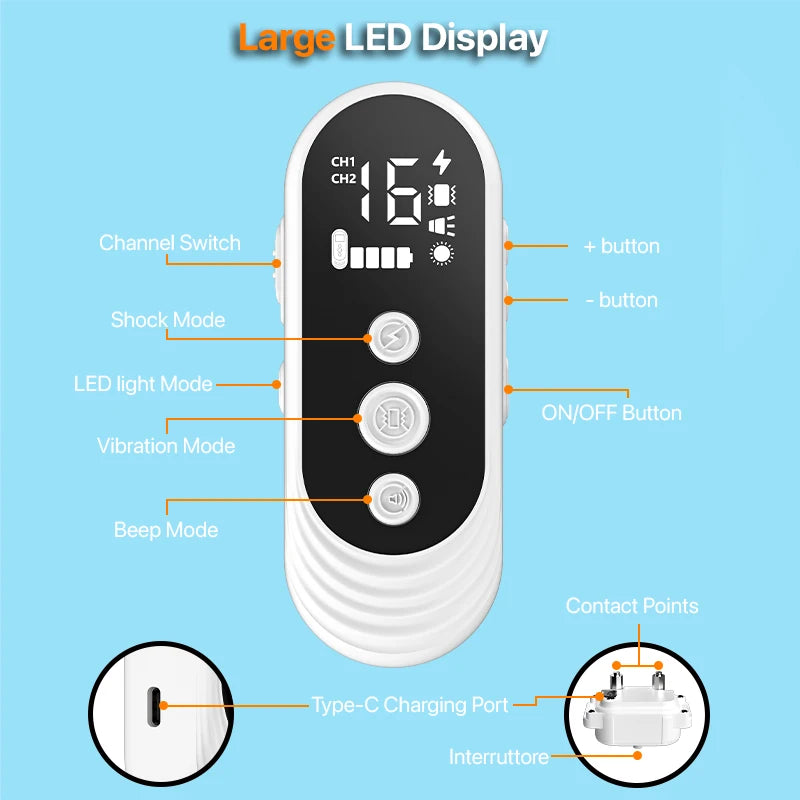 3300Ft Electric Dog Training Collar Remote Control Waterproof Pet BehaviorFor 5-120lbs Puppy With Shock Vibration