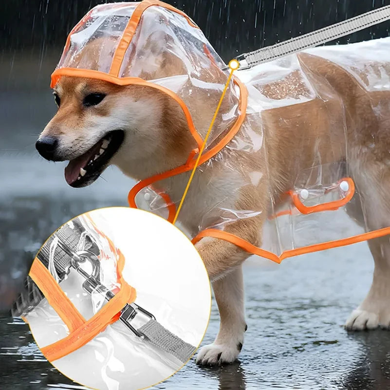 Pet Raincoat Transparent Dog Raincoat Waterproof and Windproof Pet Clothing Large Dog Pet Dog Dog Costume